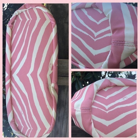 24022 Coach Pink White Zebra Devin Bag Wallet Set - Picture 4 of 8